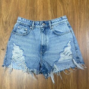 Zara High Rise Blue Distressed Denim Light Blue Sz 4